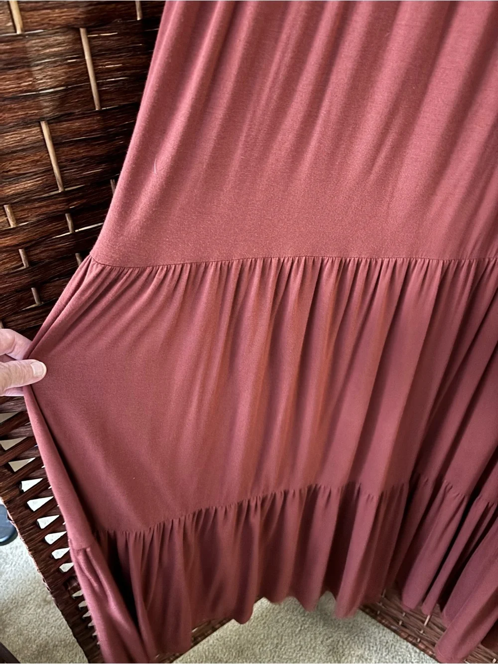 NATURAL LIFE Rust V-Neck Tiered Maxi Dress - Picture 6 of 8